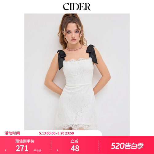 CIDER2026春季新品毕业季双色蕾丝蝴蝶结A字迷你连衣裙115273794
