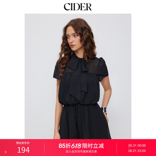 CIDER2026春季新品雪纺翻领泡泡袖蝴蝶结抽绳褶边连体裤115342775