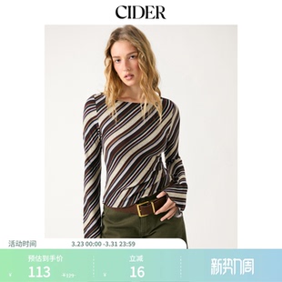 CIDER条纹船领喇叭袖 上衣115053898