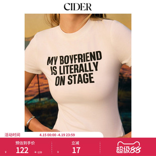 CIDER2026春季新品字母印花短款短袖T恤115338475