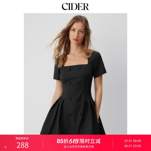 CIDER2026春季新品方领A字迷你连衣裙115212177