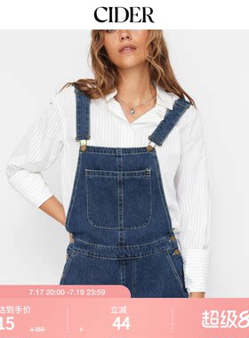 CIDER夏季新品女装低腰阔腿牛仔连体裤114802294