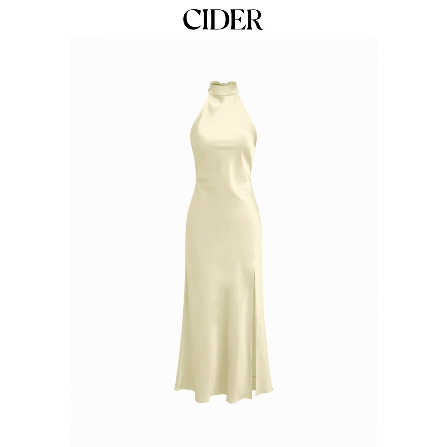 CIDER2026早秋穿搭缎面挂脖裹身高腰鱼尾长连衣裙115254384图片