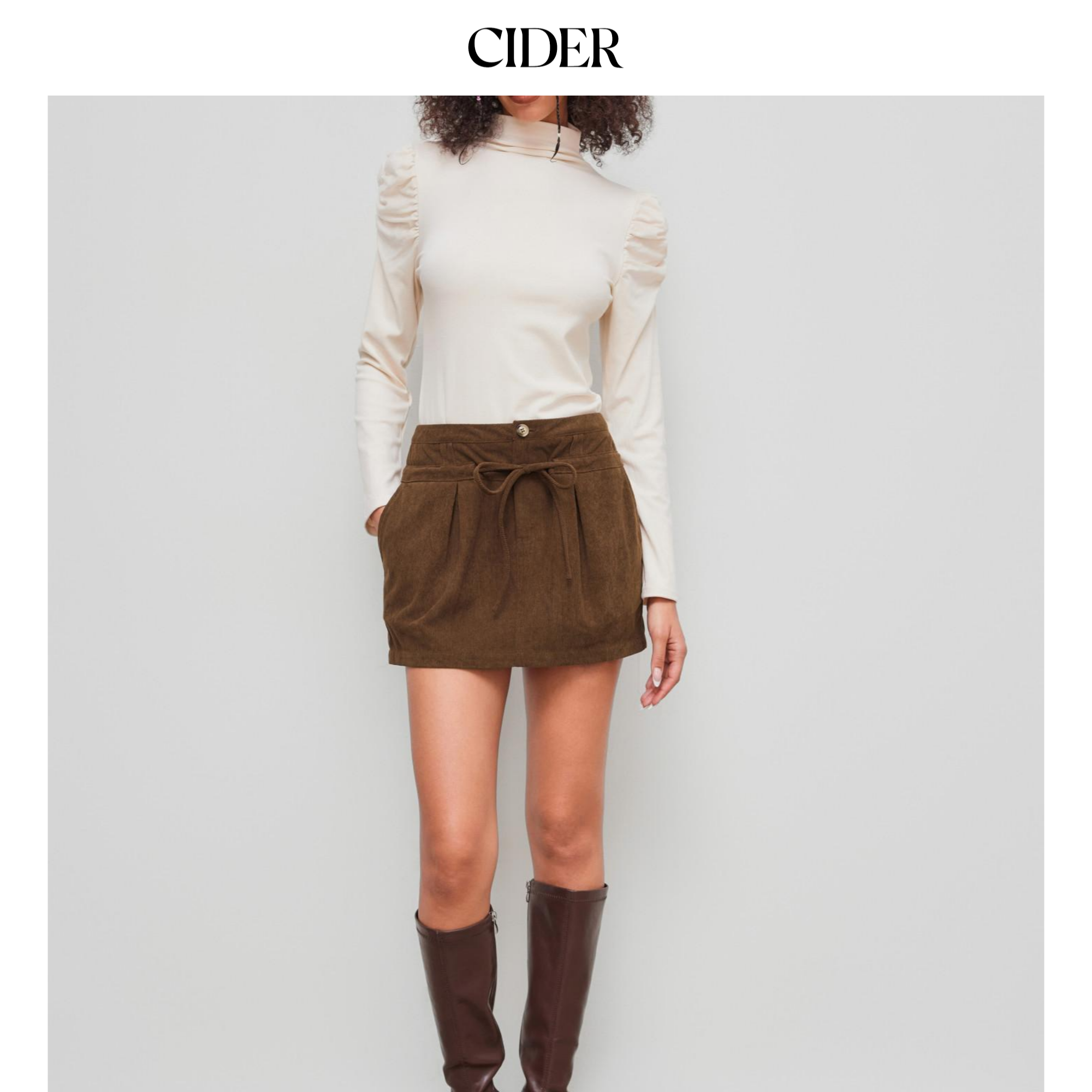 CIDER 春秋新品女装灯芯绒低腰口袋迷你半身裙11405983