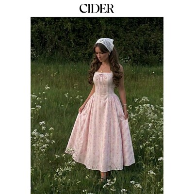 CIDER2026春季新品清新碎花系带荷叶边长连衣裙115287158