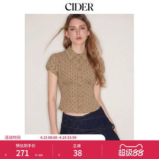 CIDER2026春季新品印花泡泡袖翻领上衣115238839