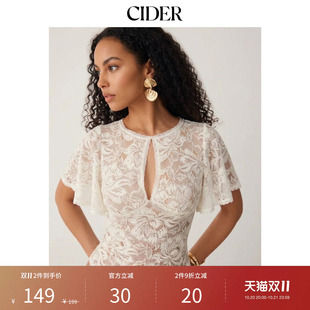 CIDER秋季新品碎花镂空喇叭袖上衣115479863