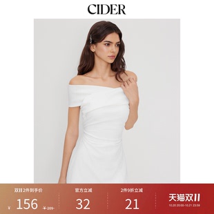 CIDER毕业季穿搭｜露肩交叉褶皱迷你连衣裙114521016