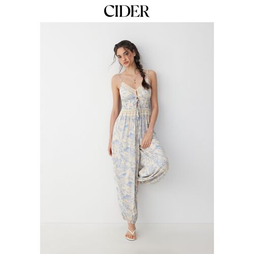 CIDER2026夏季新品碎花甜心吊带蕾丝系带阔腿连体裤115427331