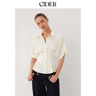 CIDER雪纺波点收腰蝙蝠袖衬衫115143011