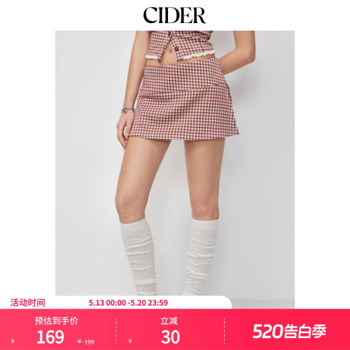 CIDER2026春季新品提花高腰格纹A字迷你短裙裤115245652
