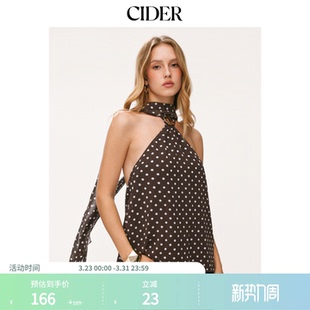 CIDER金属装 饰露背挂脖圆点雪纺短上衣115038570