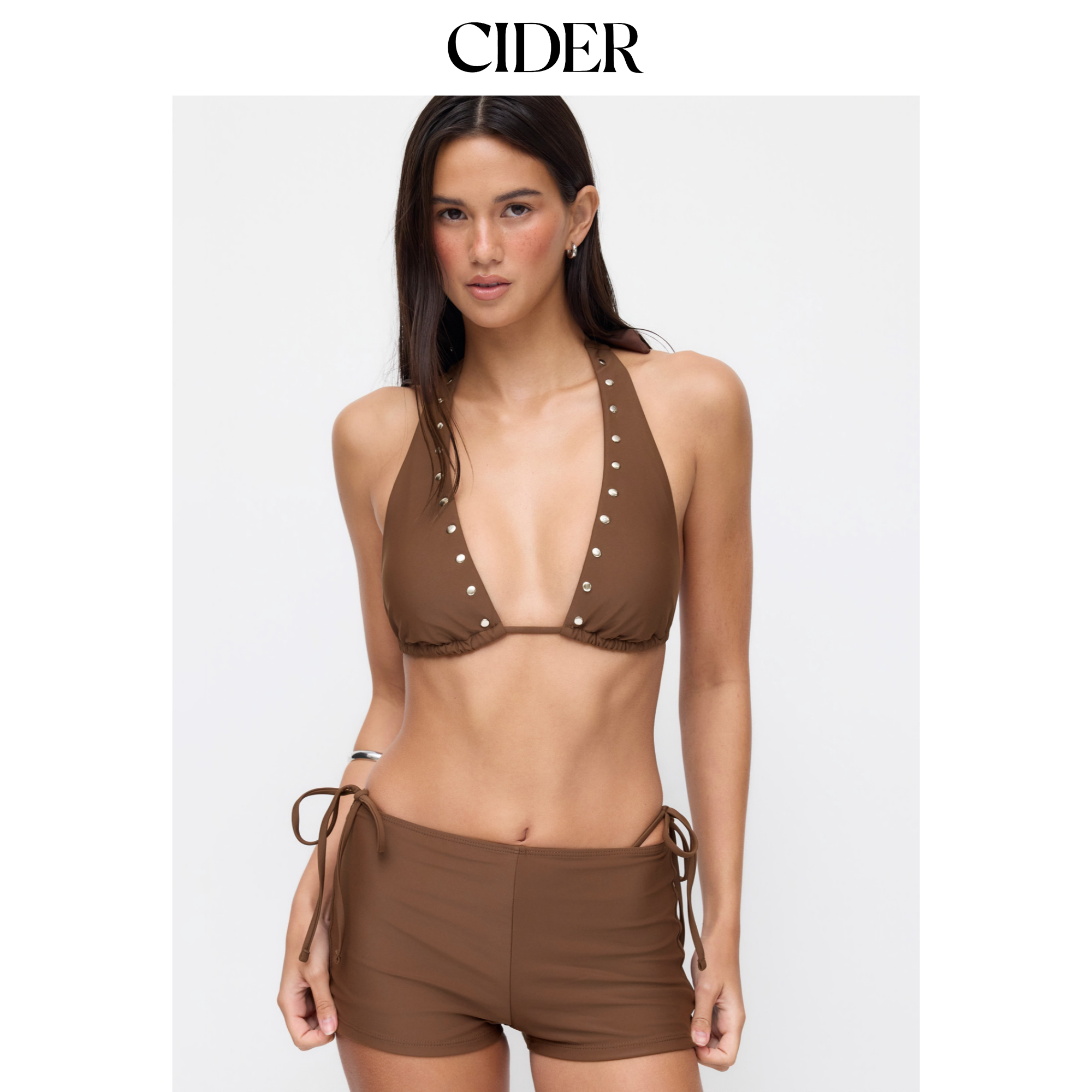 CIDER2026春季新品挂脖铆钉系带三件套比基尼短裤套装115167308