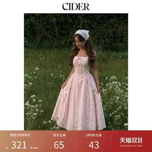 CIDER2026春早秋毕业季蕾丝系带碎花田园风荷叶边连衣裙115287158