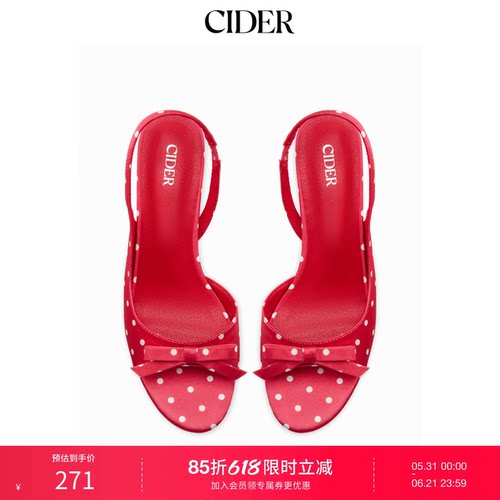 CIDER蝴蝶结装饰波点后空凉鞋115120163