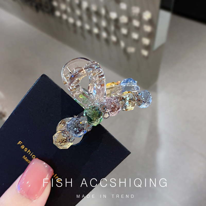 高级感彩色水晶小抓夹头饰女轻奢马卡龙侧边夹2025新款半扎发夹子