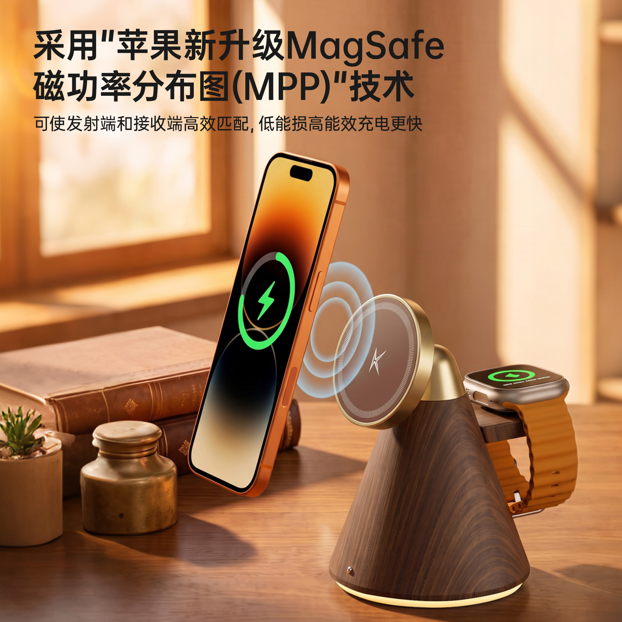 KUANGXIANG三合一无线充小夜灯充手表手机充电送男生七夕节庆礼品