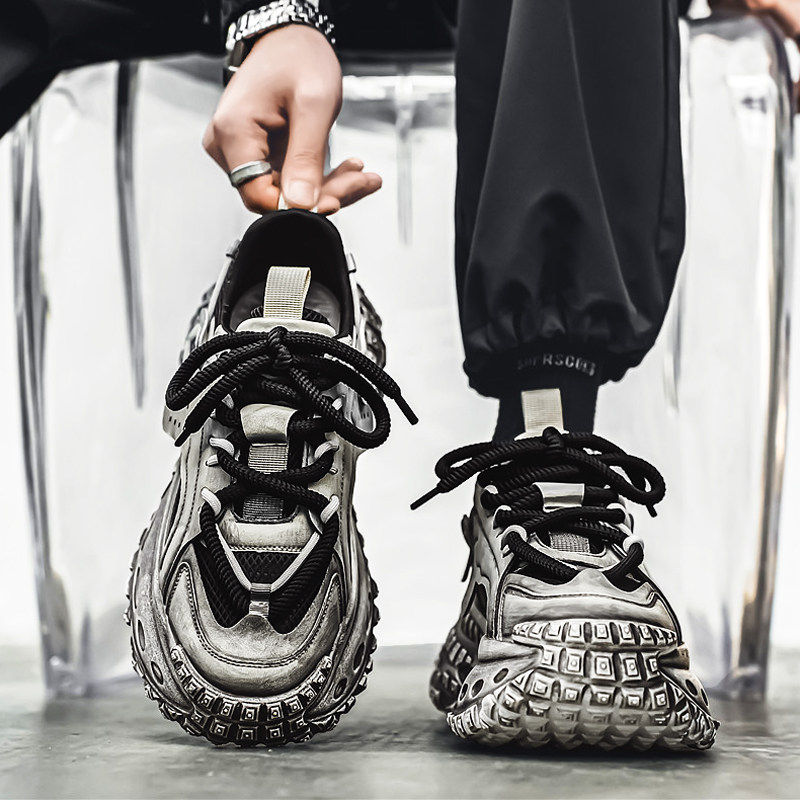 合成鞋业男鞋夏季皮面防水运动跑步休闲 增高黑色上班工作劳保软