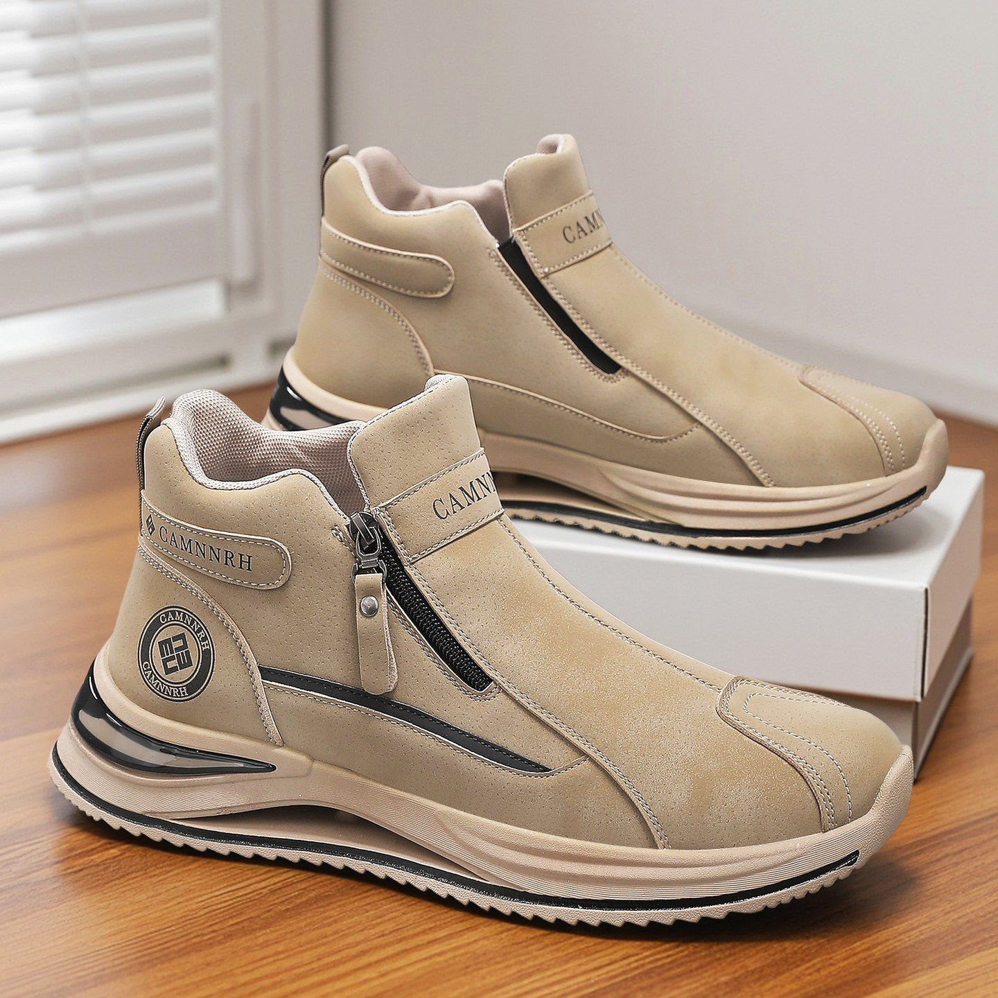 合成鞋业高帮男鞋冬季老人防滑防水运动休闲一脚蹬工作劳保工装爸