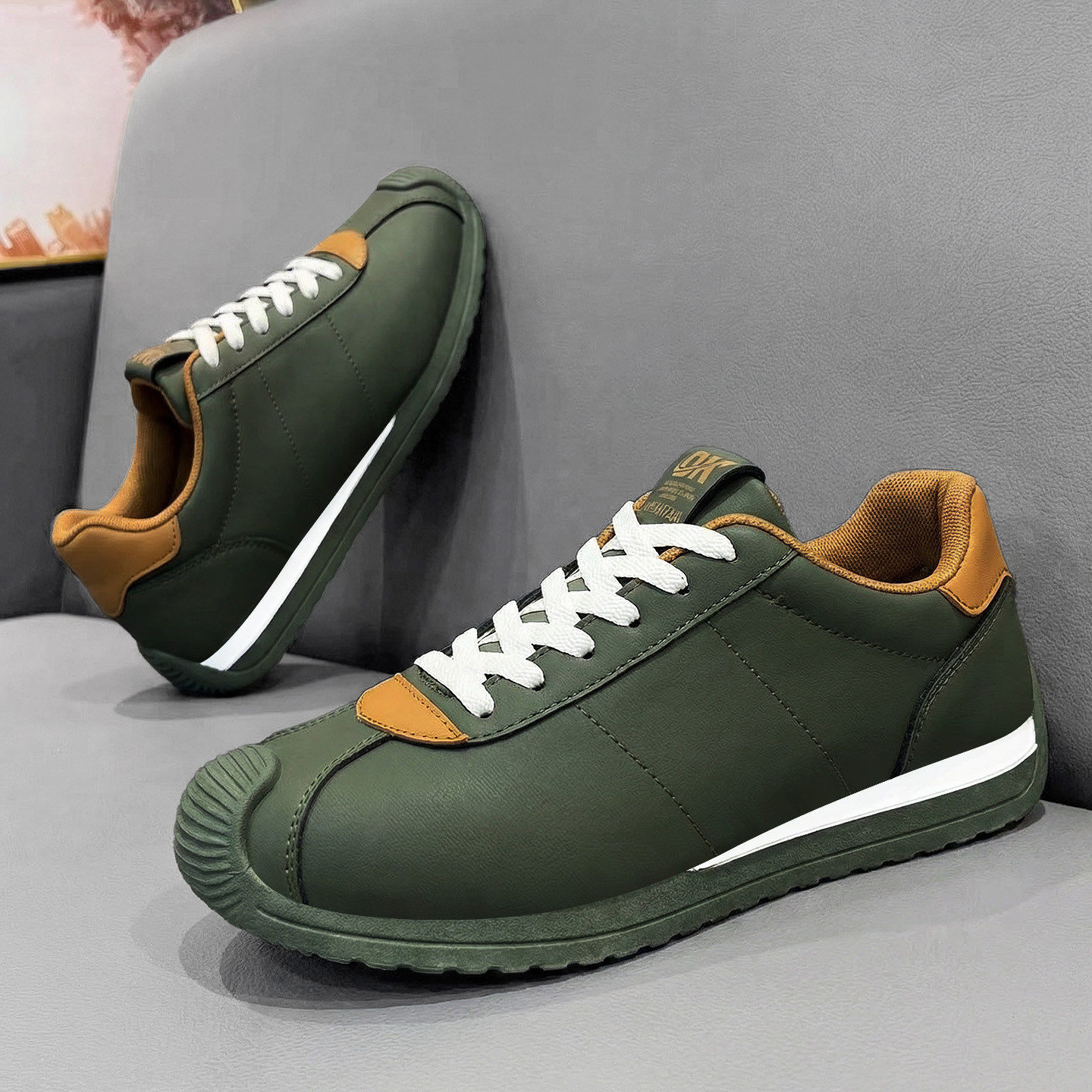 合成鞋业阿甘男鞋2026新款春季休闲潮流绿色板鞋运动轻便软底超火