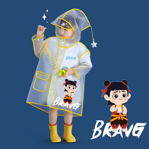 上学雨披女孩初中防暴雨大童长款男小自行车儿童全身雨衣