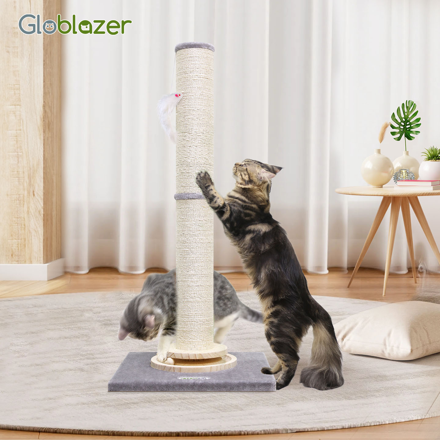 Globlazer猫抓板耐磨不掉屑剑麻猫爪柱猫逗猫棒玩具自嗨解闷一体