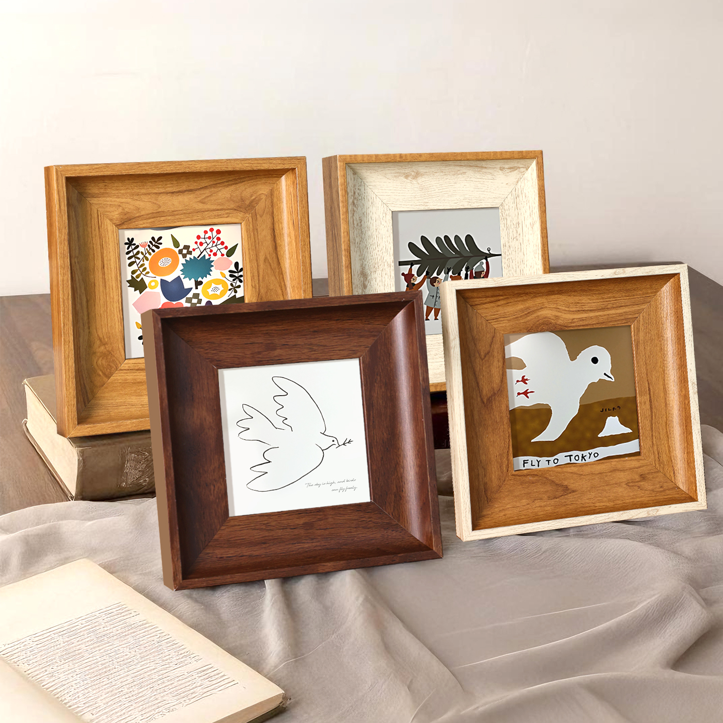 复古画框空框正方形装裱diy