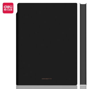 143mm 210mm 112张单本羊巴皮笔记本 得力22290U型笔插皮面本