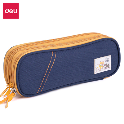 得力67073蓝色学霸多用途笔袋可爱大容量笔袋高颜值铅笔盒套装