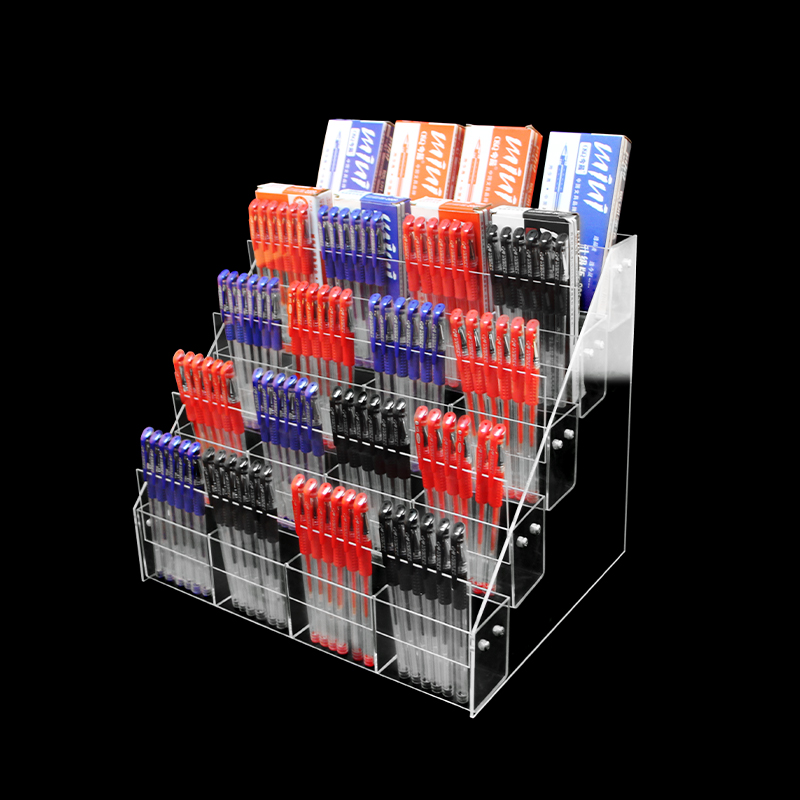 亚克力塑料笔展示架梯形收纳盒
