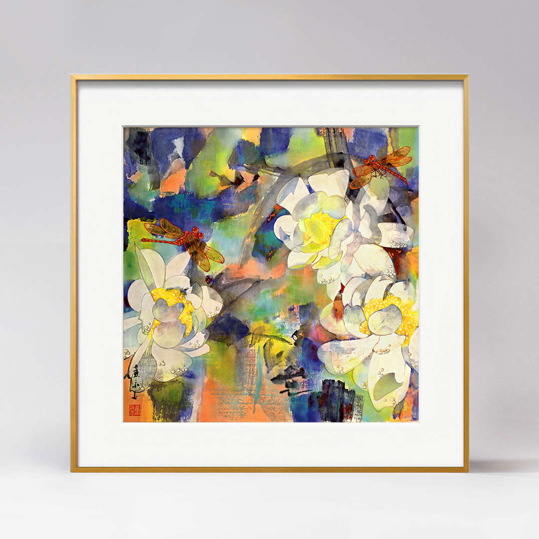新中式餐厅装饰画 黄永玉 荷花画花卉现代国画玄关挂画茶室卧室画图片