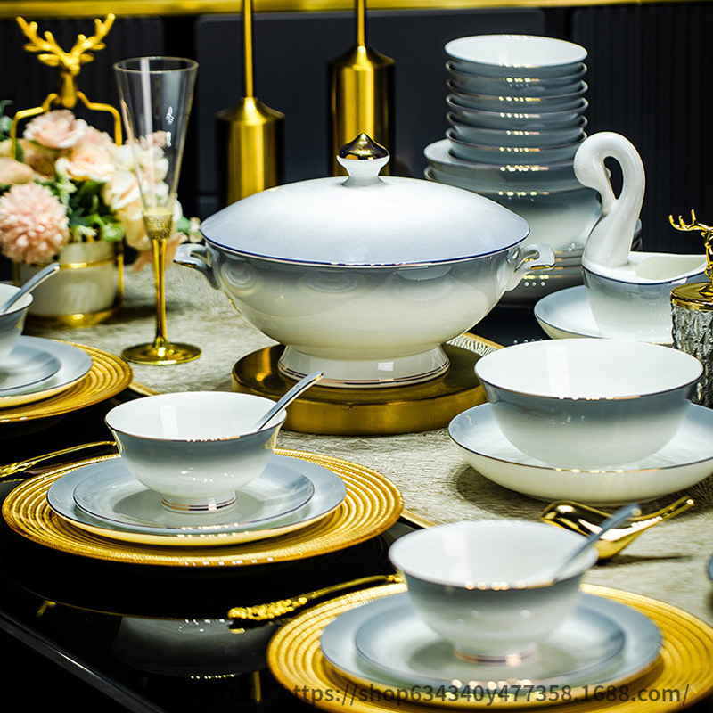 碗盘家镇陶瓷具套碗盘整套骨碗筷套装用景德餐装碟子家庭装瓷全套