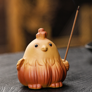 可爱蒜鸟小鸡陶瓷茶玩茶宠摆件家用香插香座线香插香薰炉香器香炉