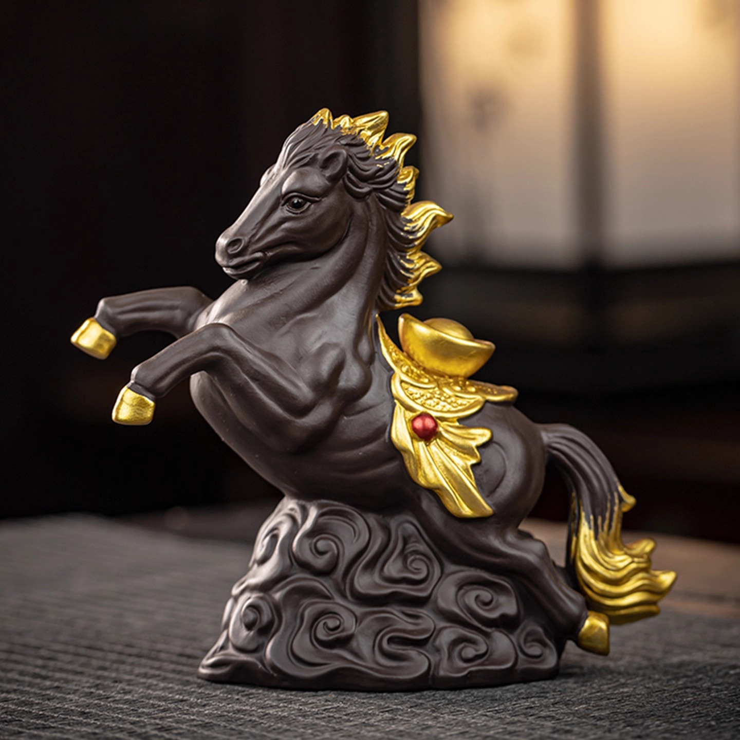 紫砂紫陶手工可养茶宠马上有钱摆件精品茶玩功夫茶具配件茶桌装饰