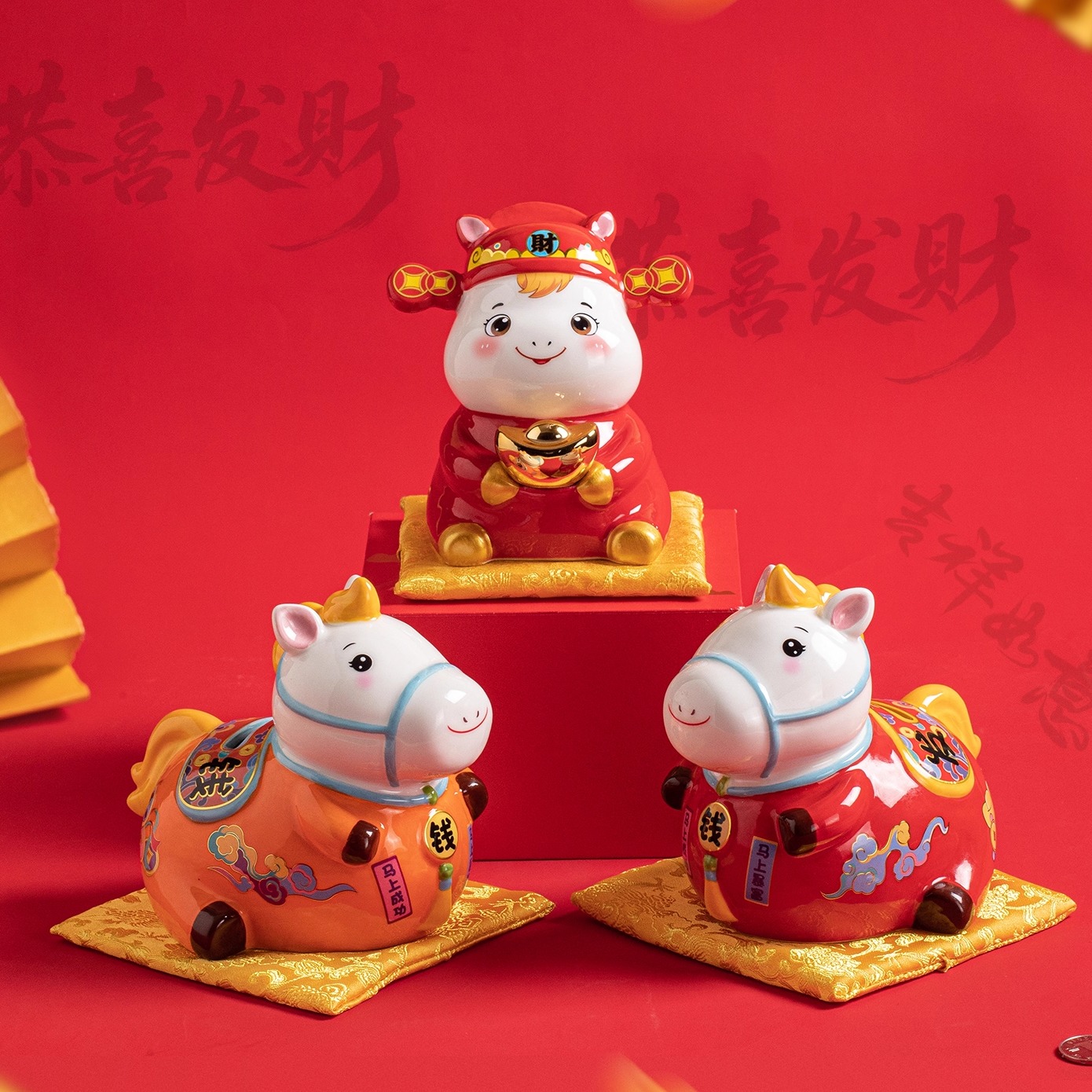 新款招财存钱罐十二生肖吉祥物公司保险银行年会礼品开业招财摆件