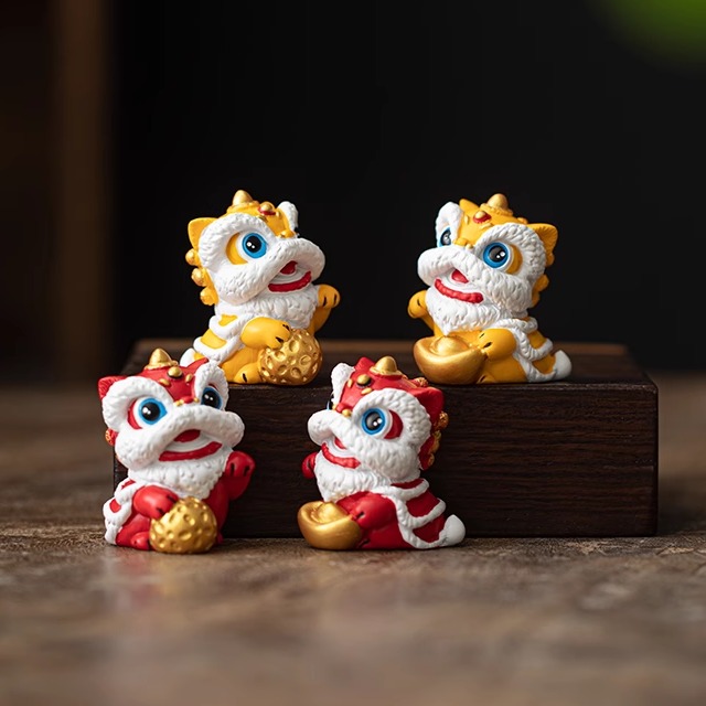 国潮招财进宝醒狮一对摆件创意醒狮高级感小众礼品办公室桌面装饰