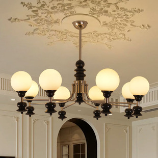 魔匠艺人法式 中古客厅吊灯黑色高级感主卧室魔豆吊灯奶油氛围灯具