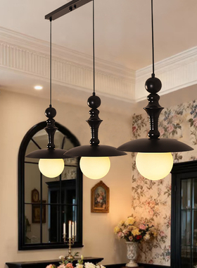 法式餐厅吊灯暗黑色设计创意高级感家用饭厅餐桌中岛吧台灯氛围感