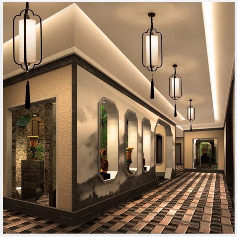 新中式小吊灯古典中国风灯笼餐厅三头创意吧台复式楼梯间旋转灯具