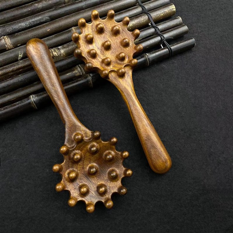 金丝檀木创意贝壳梳子头部经络梳按摩梳耙子刮痧点穴工具经络梳子