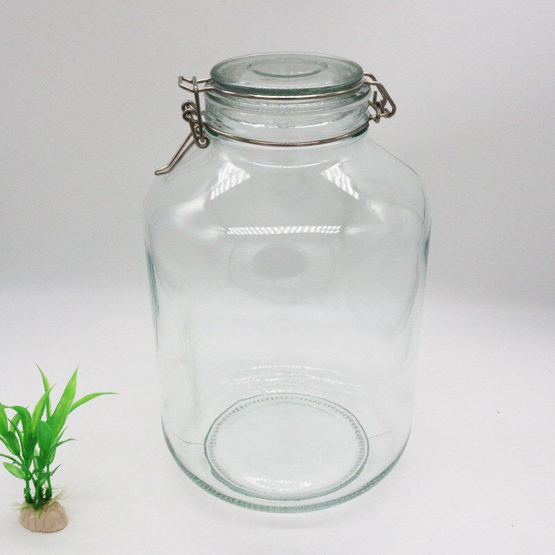 厂家5L密封罐不锈钢卡扣泡菜泡酒坛酱菜玻璃瓶10斤圆形储物罐