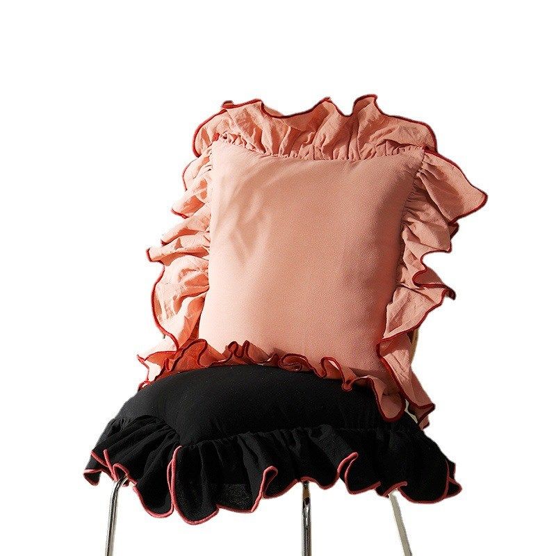 JZ05【撞色木耳边】法式复古抱枕沙发客厅方形靠背床头飘窗靠