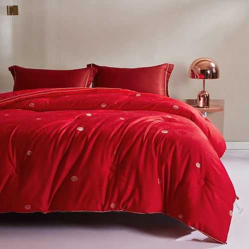 新款80支 长绒棉贡缎提花刺绣婚庆加厚冬被 婚房被子礼品新婚被芯