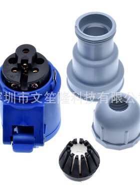 IEC309 316P6转欧规CEE7/7母座16A母座0.3米1.5平方蓝色工业插头