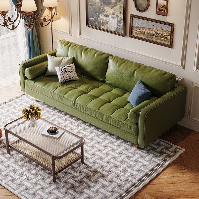 美式复古皮沙发小户型棕色轻奢沙发直排双三人四人皮沙发客厅家具