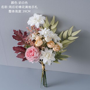 墙挂墙饰雨后初晴花满地手札仿真花家居装饰花手捧花束CF01474