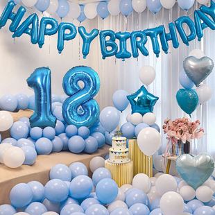 饰 生日快乐气球派对18岁成人礼女孩孩场景布置用品网红背景墙装