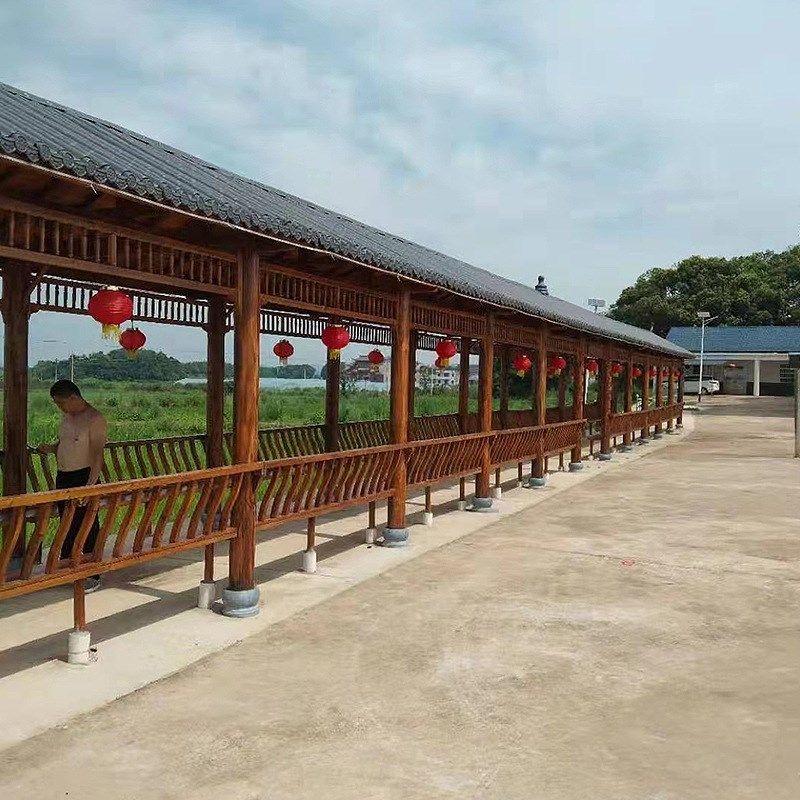 树脂瓦长廊仿古建园林户外景观花园回廊防腐休闲庭院木质文化长廊