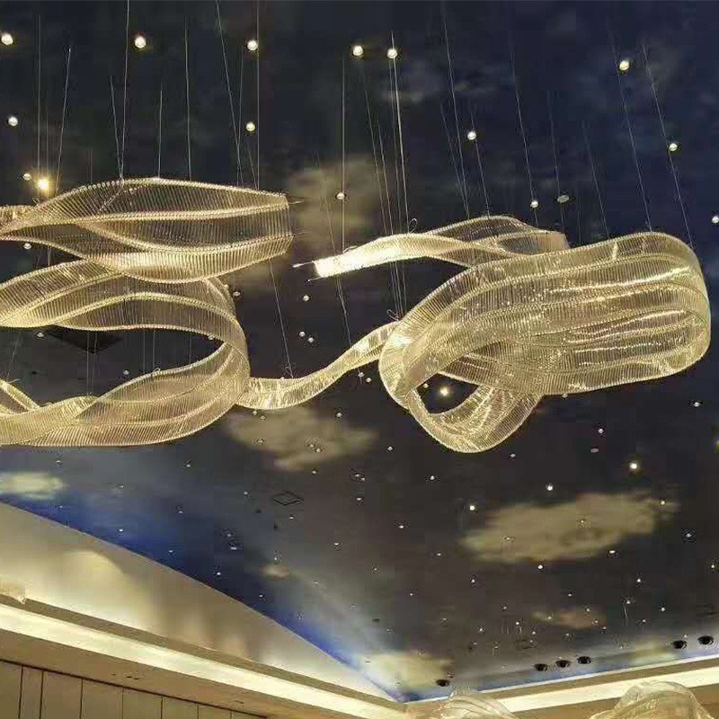定制酒店大厅玻璃飘带吊灯售楼部商场中庭体育馆宴会厅工程大吊灯