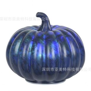 饰品家居玻璃南瓜节庆工艺品定时功能礼品 跑马灯幻彩南瓜万圣节装